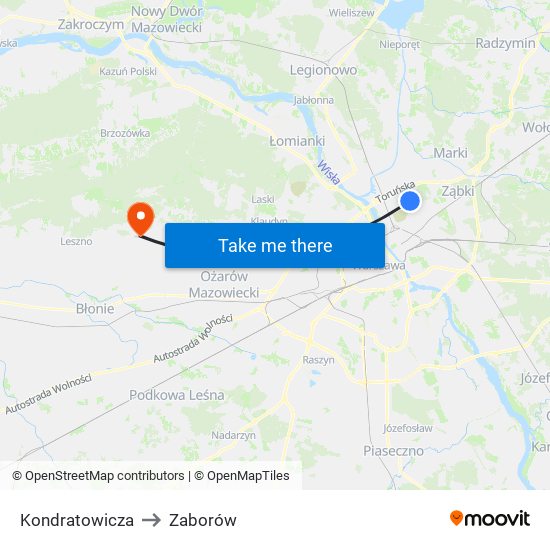 Kondratowicza to Zaborów map