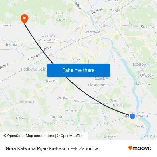 Góra Kalwaria Pijarska - Basen to Zaborów map