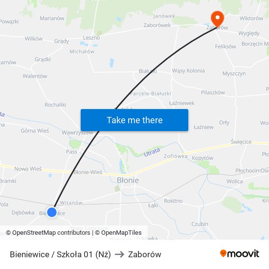 Bieniewice / Szkoła to Zaborów map