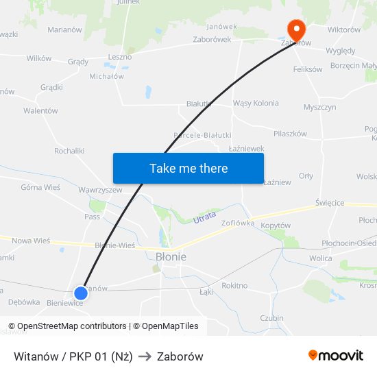 Witanów / PKP 01 (Nż) to Zaborów map