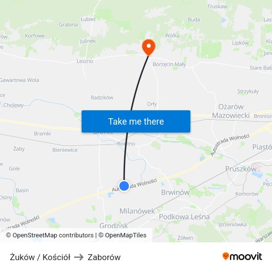 Żuków / Kościół to Zaborów map