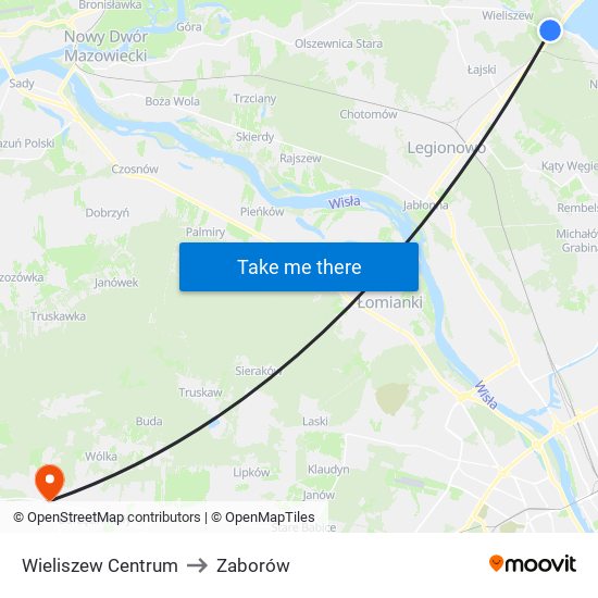 Wieliszew Centrum to Zaborów map