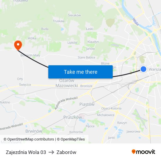 Zajezdnia Wola 03 to Zaborów map