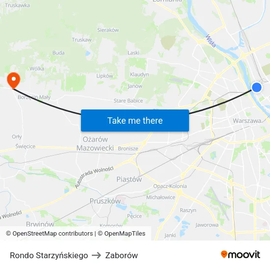 Rondo Starzyńskiego to Zaborów map