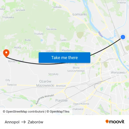Annopol to Zaborów map