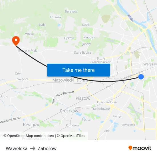 Wawelska to Zaborów map