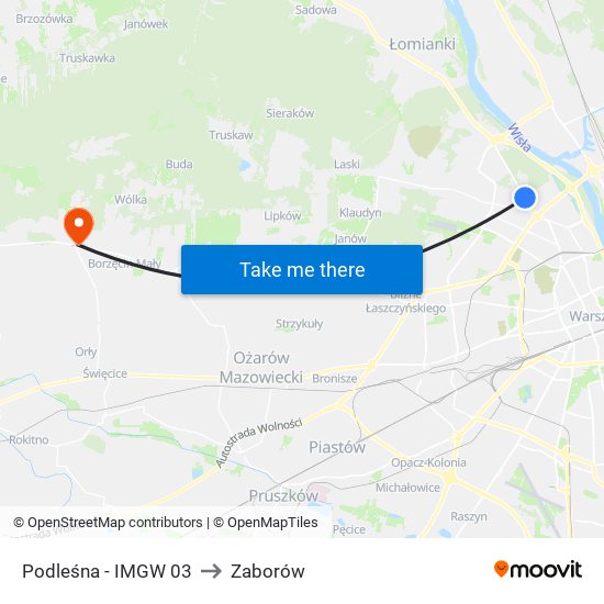 Podleśna-Imgw to Zaborów map