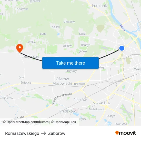 Romaszewskiego to Zaborów map