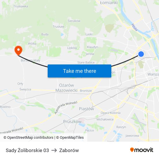 Sady Żoliborskie 03 to Zaborów map