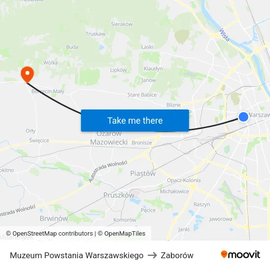 Muzeum Powstania Warszawskiego to Zaborów map