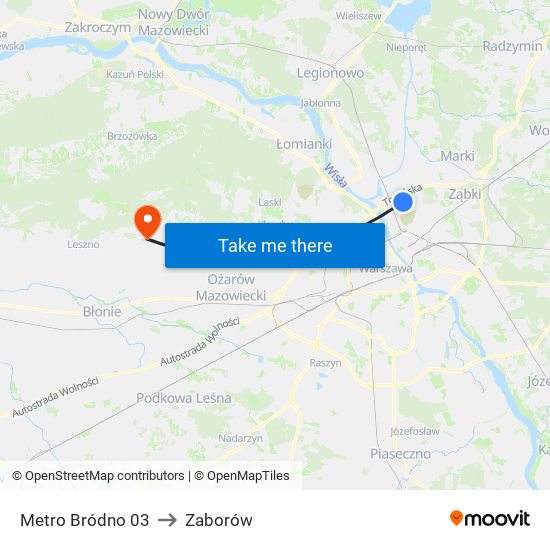 Metro Bródno 03 to Zaborów map