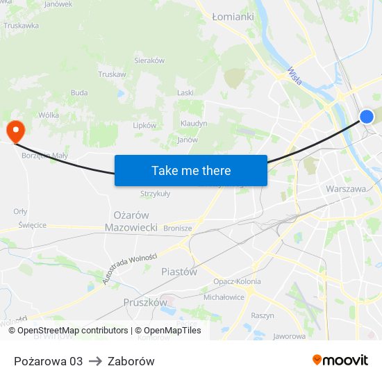 Pożarowa to Zaborów map