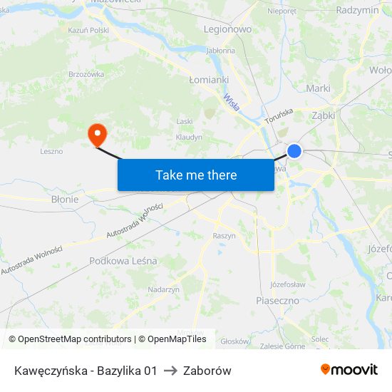 Kawęczyńska - Bazylika 01 to Zaborów map