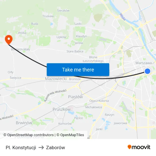 Pl. Konstytucji to Zaborów map