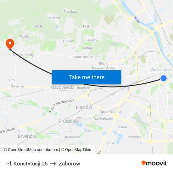 Pl. Konstytucji to Zaborów map