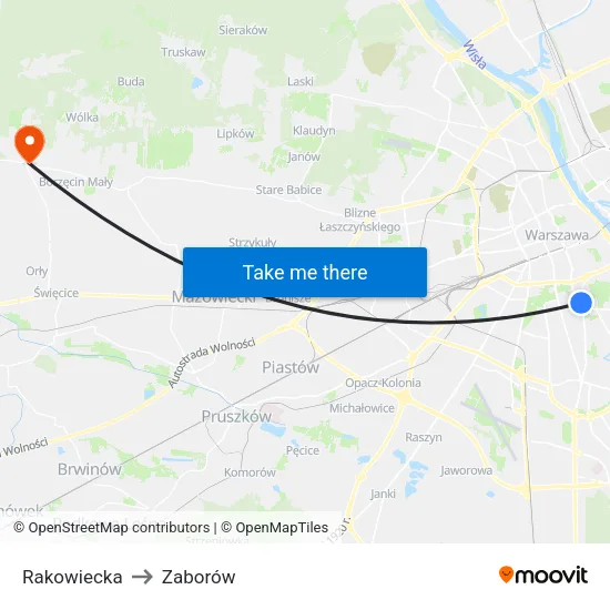 Rakowiecka to Zaborów map