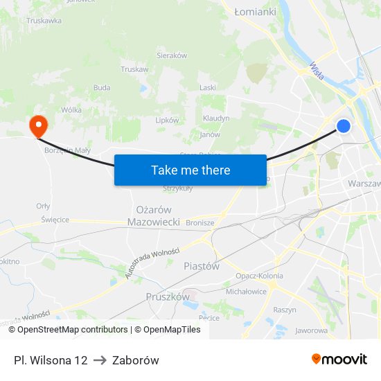 Pl. Wilsona 12 to Zaborów map