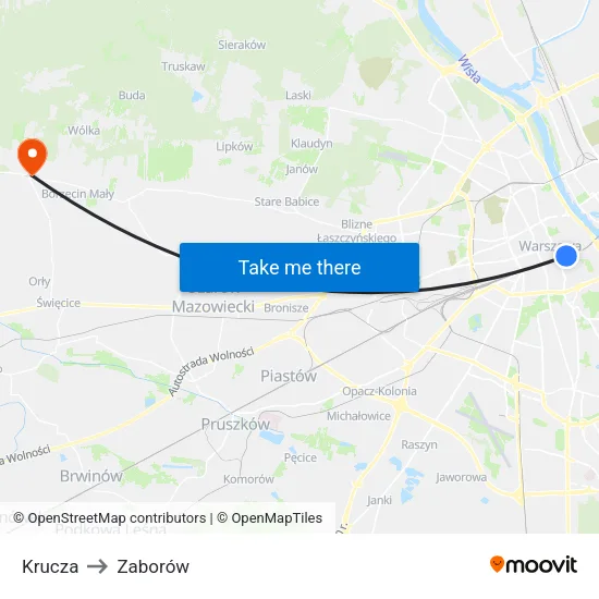 Krucza to Zaborów map