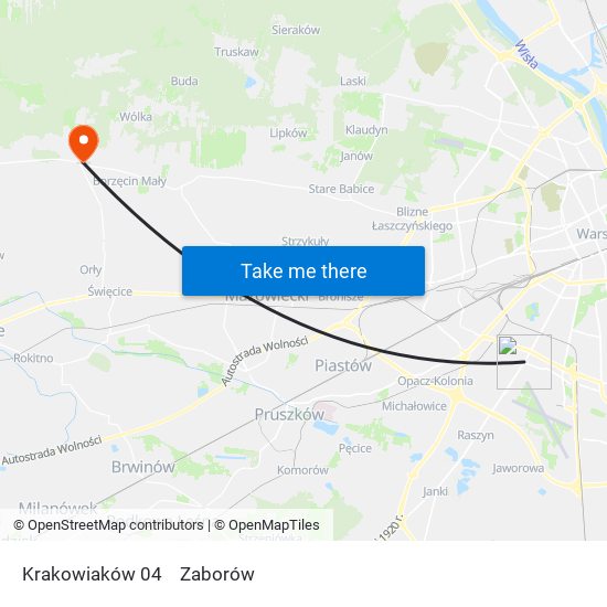 Krakowiaków 04 to Zaborów map