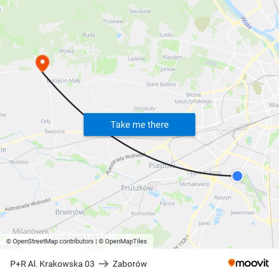 P+R Al. Krakowska 03 to Zaborów map