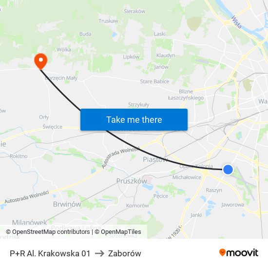 P+R Al. Krakowska 01 to Zaborów map