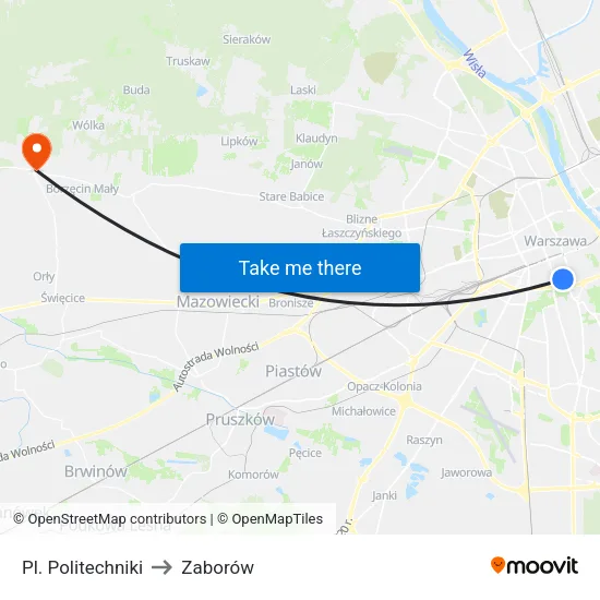 Pl. Politechniki to Zaborów map