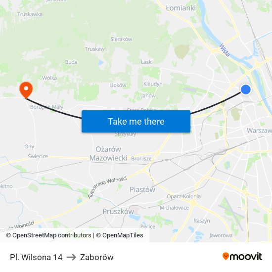 Pl. Wilsona 14 to Zaborów map