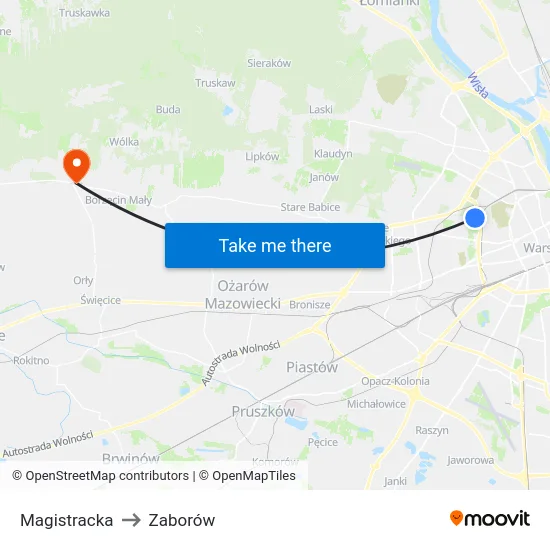 Magistracka to Zaborów map