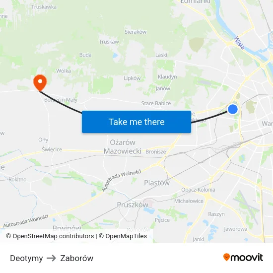 Deotymy to Zaborów map