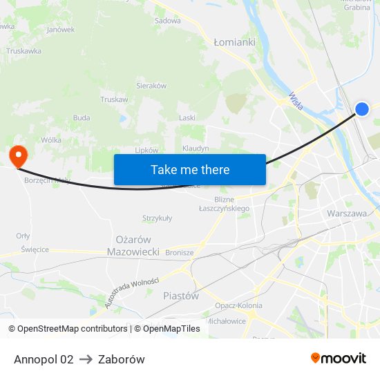 Annopol to Zaborów map