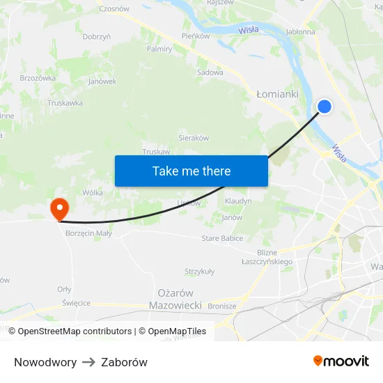 Nowodwory to Zaborów map