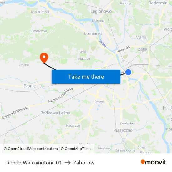 Rondo Waszyngtona 01 to Zaborów map