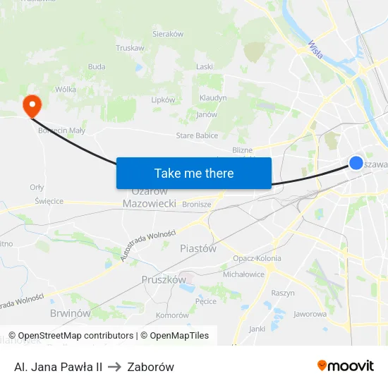 Al. Jana Pawła II to Zaborów map