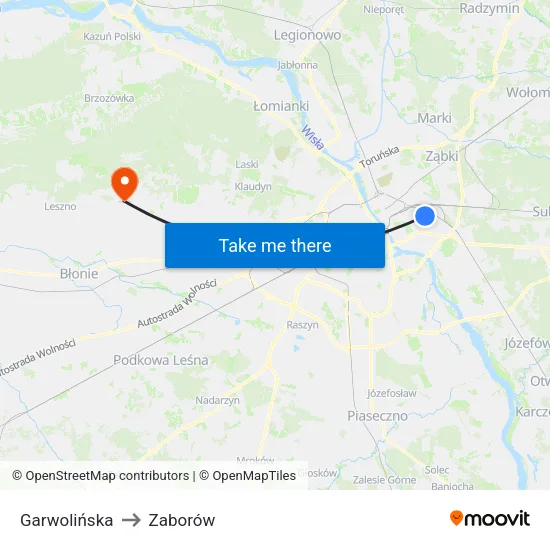 Garwolińska to Zaborów map