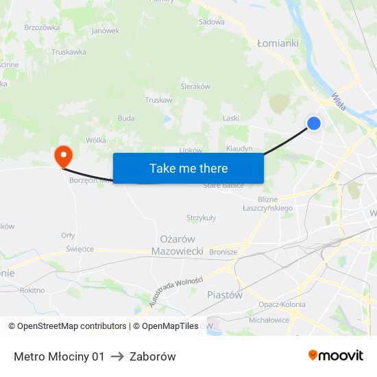 Metro Młociny 01 to Zaborów map