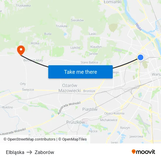 Elbląska to Zaborów map
