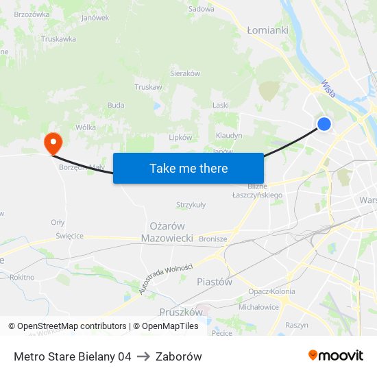 Metro Stare Bielany 04 to Zaborów map