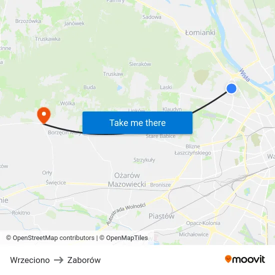 Wrzeciono to Zaborów map