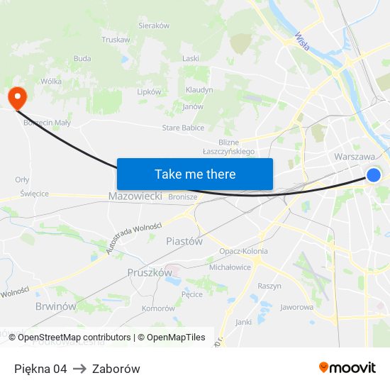 Piękna 04 to Zaborów map