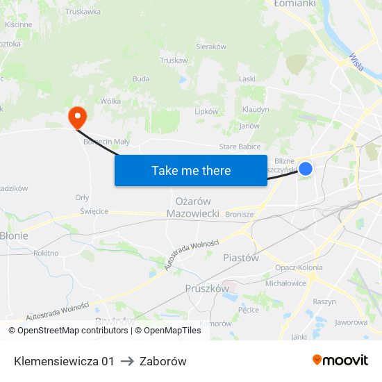 Klemensiewicza 01 to Zaborów map