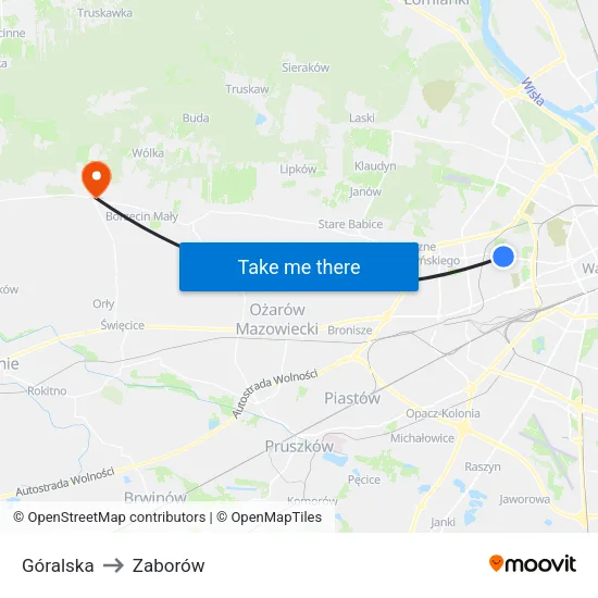 Góralska to Zaborów map