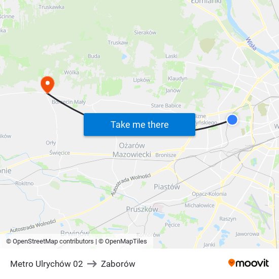 Metro Ulrychów 02 to Zaborów map