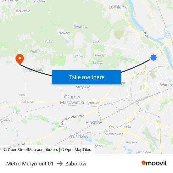 Metro Marymont 01 to Zaborów map