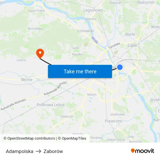 Adampolska to Zaborów map
