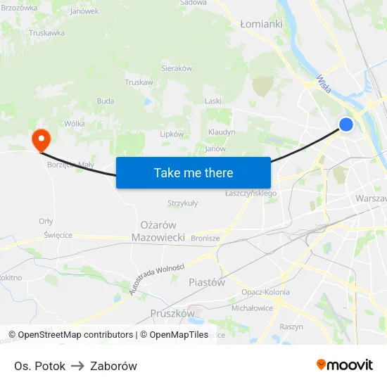 Os. Potok to Zaborów map