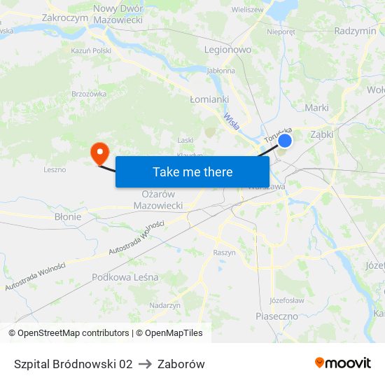 Szpital Bródnowski 02 to Zaborów map