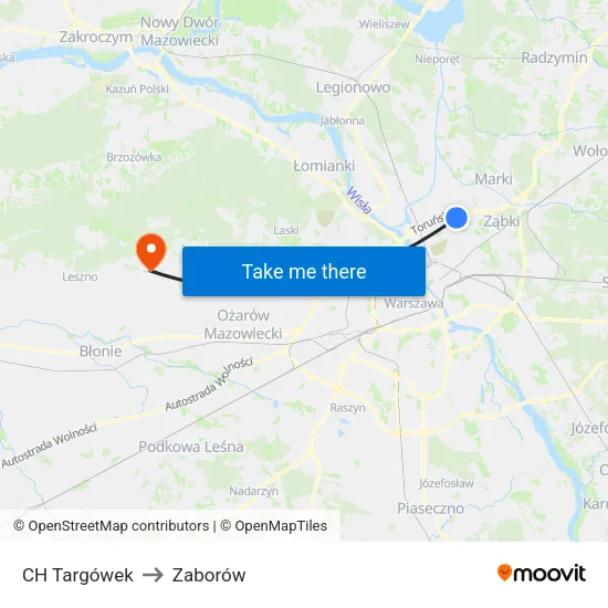CH Targówek to Zaborów map
