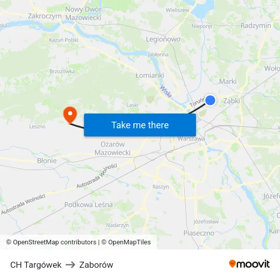 CH Targówek to Zaborów map