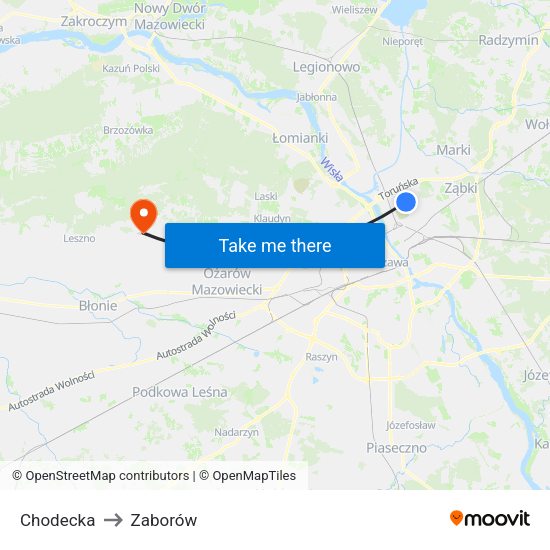 Chodecka to Zaborów map