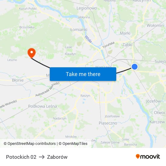 Potockich 02 to Zaborów map